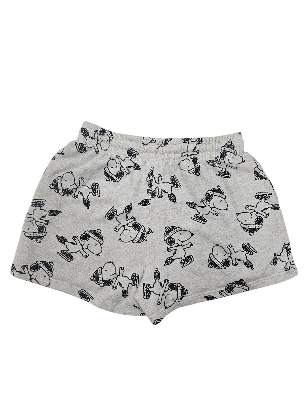 Peanuts Snoopy Ice Skating Sleep Shorts Medium Gray Pajama Lounge Shorts Pockets - Picture 2 of 5